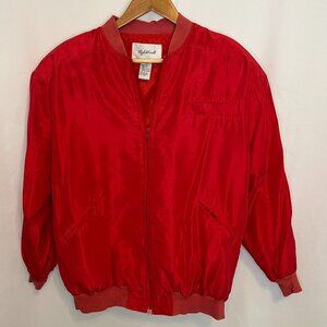 Vintage Silk Red Bomber Jacket